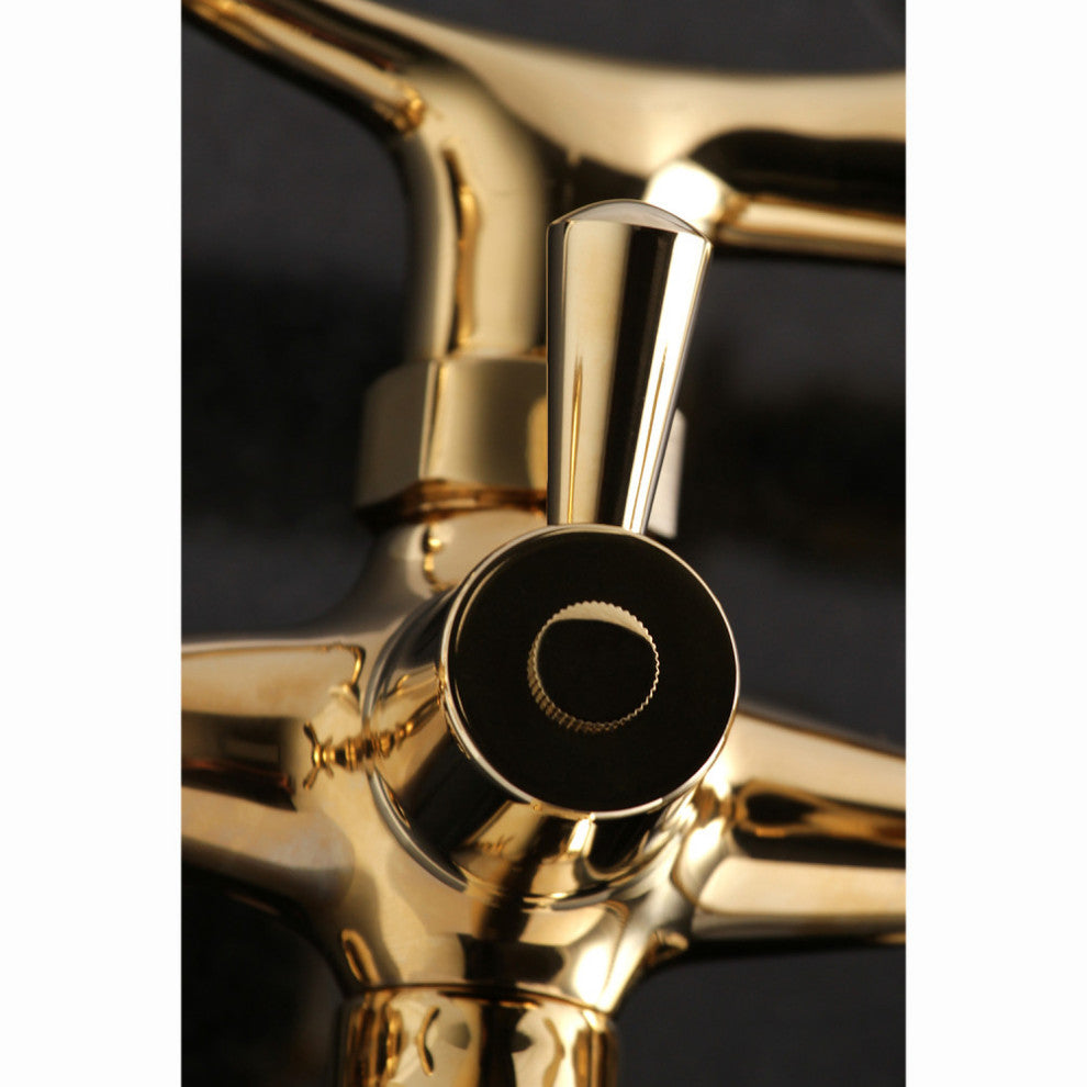 Kingston Brass Clawfoot Tub Faucet With Hand Shower, Polished Brass