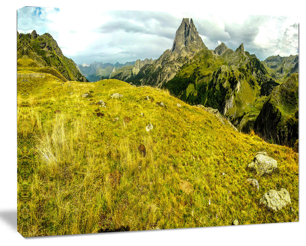 Bright Green Mountain Panorama, Landscape Canvas Art Print, 20"x12"
