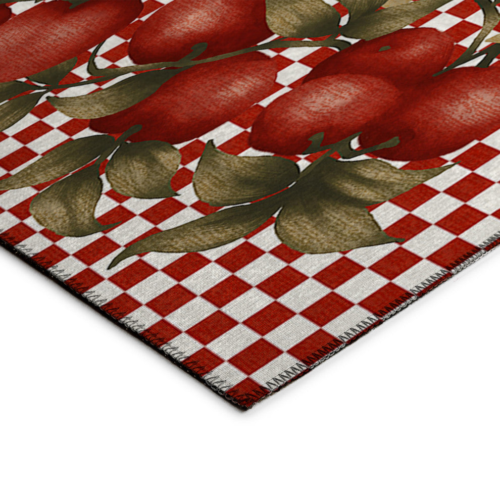 Indoor/Outdoor Kendall KE9 Red Machine Washable 8' x 8' Round Rug