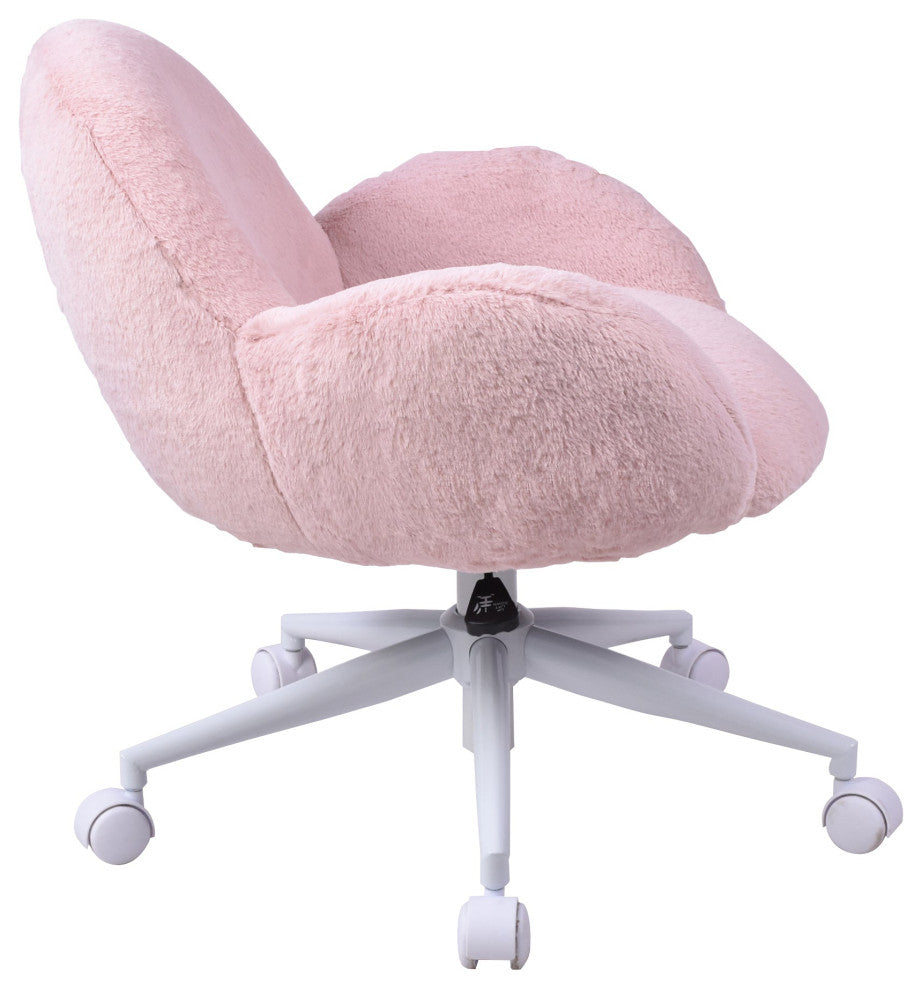 Cloud Tufted Modern Vanity Chair, Pink Faux Fur
