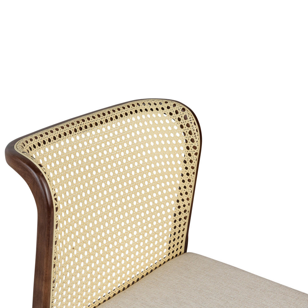 Modern Brazilian, Eloa, Cane Side Chair, Nogal/Natural/Medley Ivory