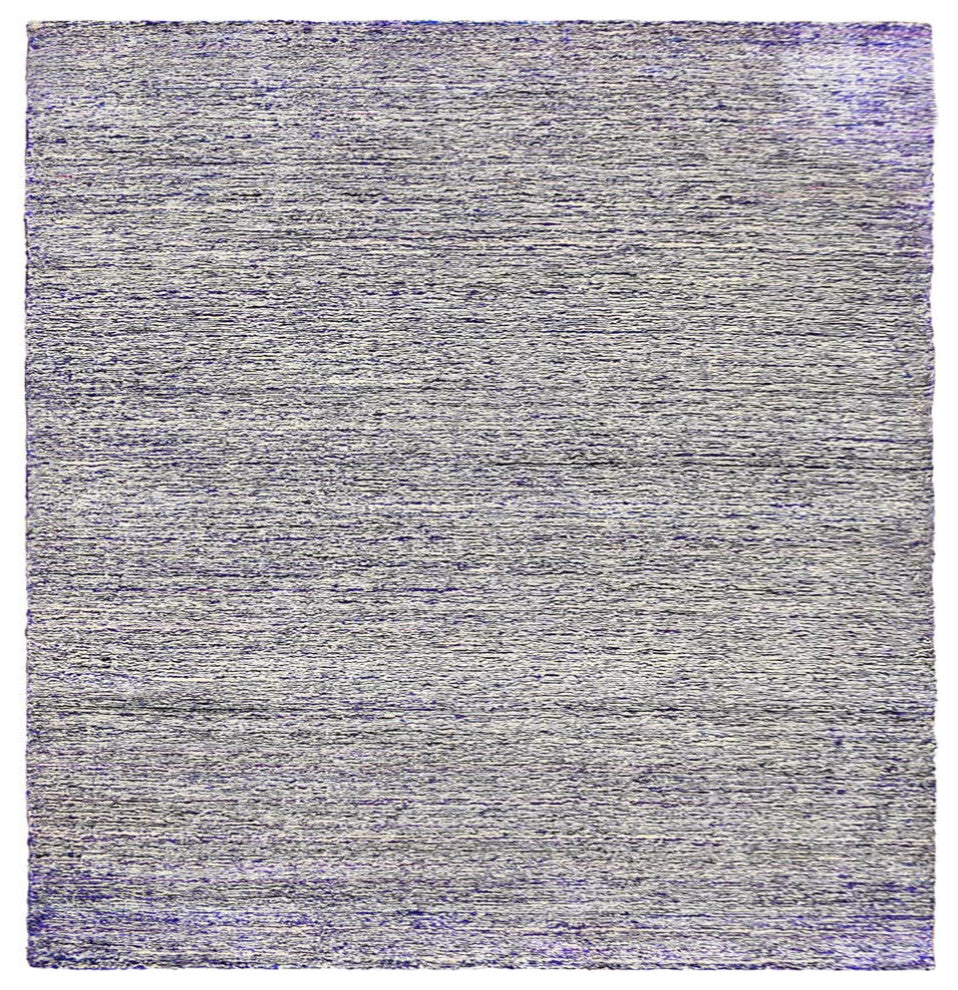Hand Knotted Loom Silk Mix Area Rug Solid Purple Blue