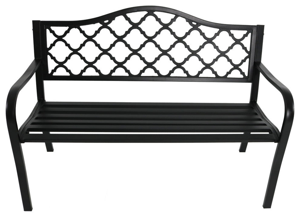Sunnydaze Decor 50 in. Outdoor Cast-Iron Lattice Patio Garden Bench - Thumbnail 2