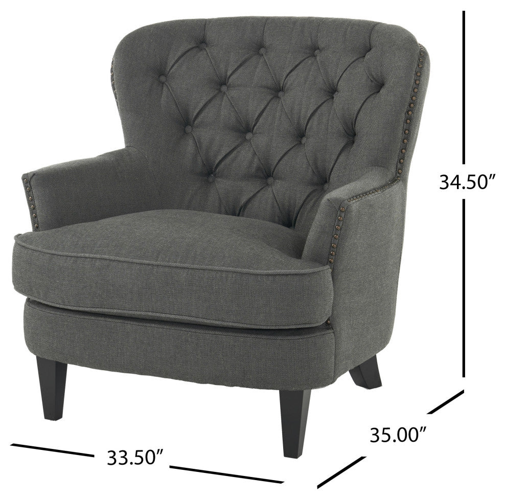 GDF Studio Alfred Royal Vintage Design Upholstered Arm Chair, Gray