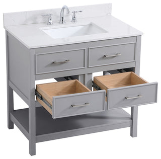 Skylar 36" Single Bathroom Vanity, Gray, With Backsplash