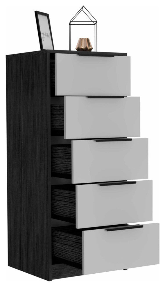 Washington 5 Drawer Dresser with Metal Handles, White