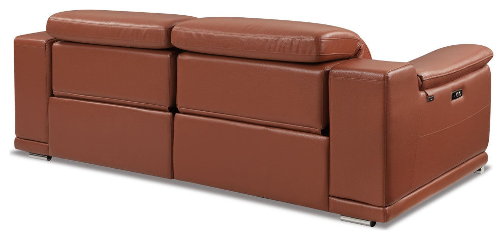 Veneto Italian Leather Power Reclining Sofa Camel