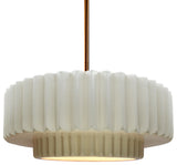 Radiance Medium Tier Pleated Pendant, White Frame, Polished Brass, LED
