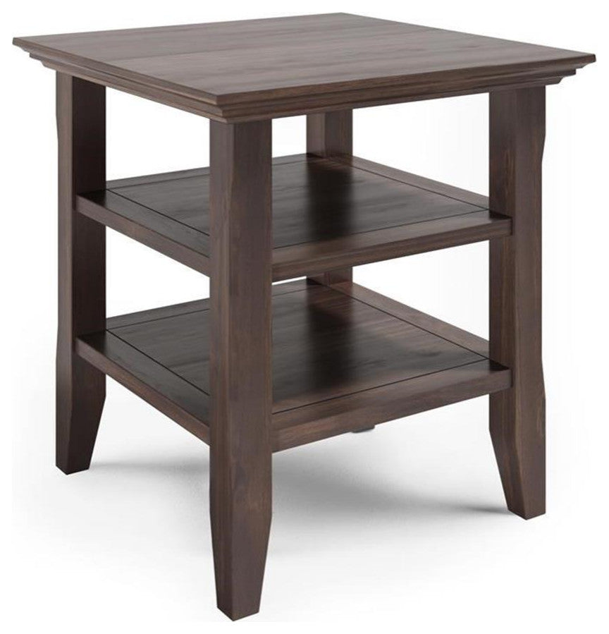 Acadian Solid Wood End Table In Warm Walnut Brown