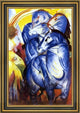 Franz Marc The Tower of Blue Horses - 18" x 27" Framed Premium Canvas Print