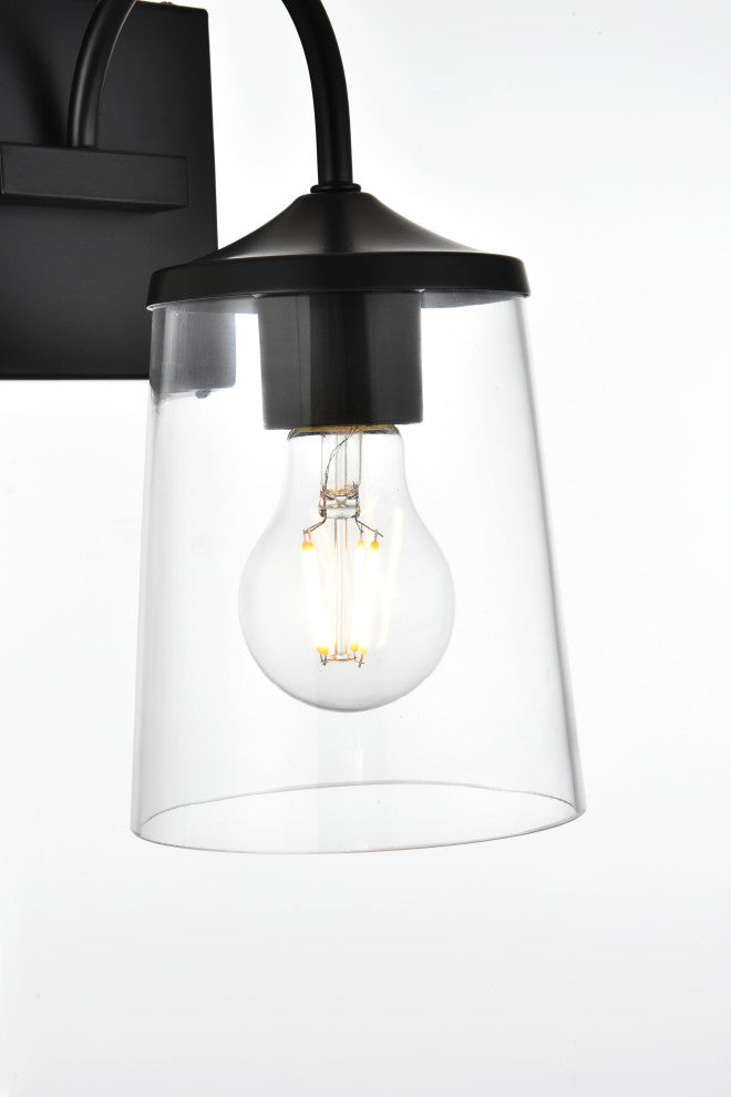 1 Light Black And Clear Bath Sconce