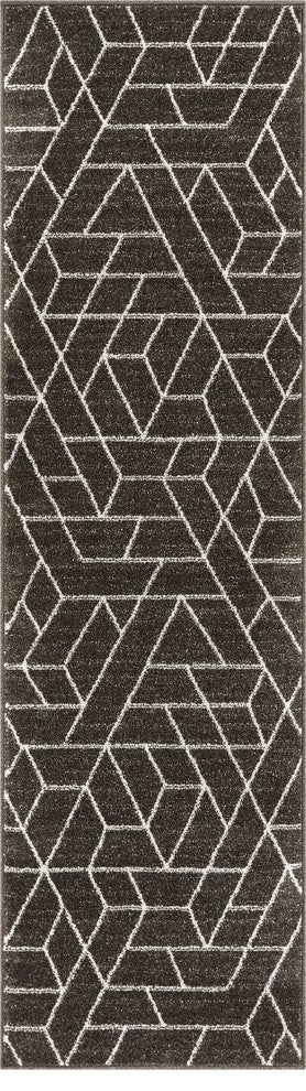Well Woven Serenity Tume Modern Distressed Geo shapes Gray Runner Rug SE-127