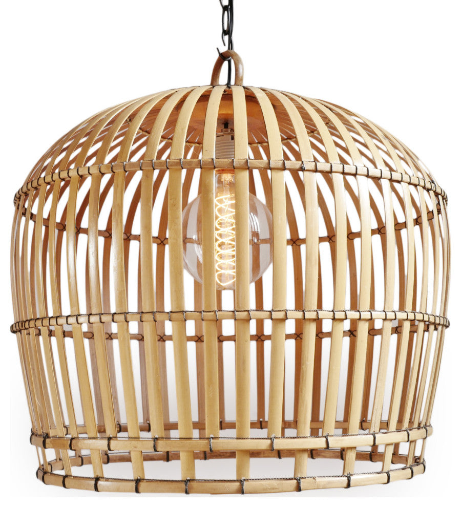 Bamboo Strip Cage Pendant Light