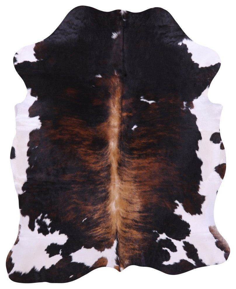 6' 8" X 6' 6" Tricolor Natural Cowhide Rug C2233