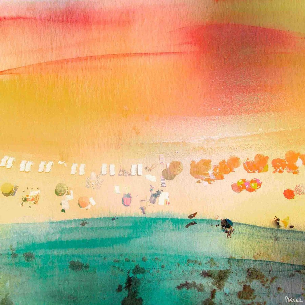 "Dozing on The Beach" Painting Print on Wrapped Canvas, 32"x32"