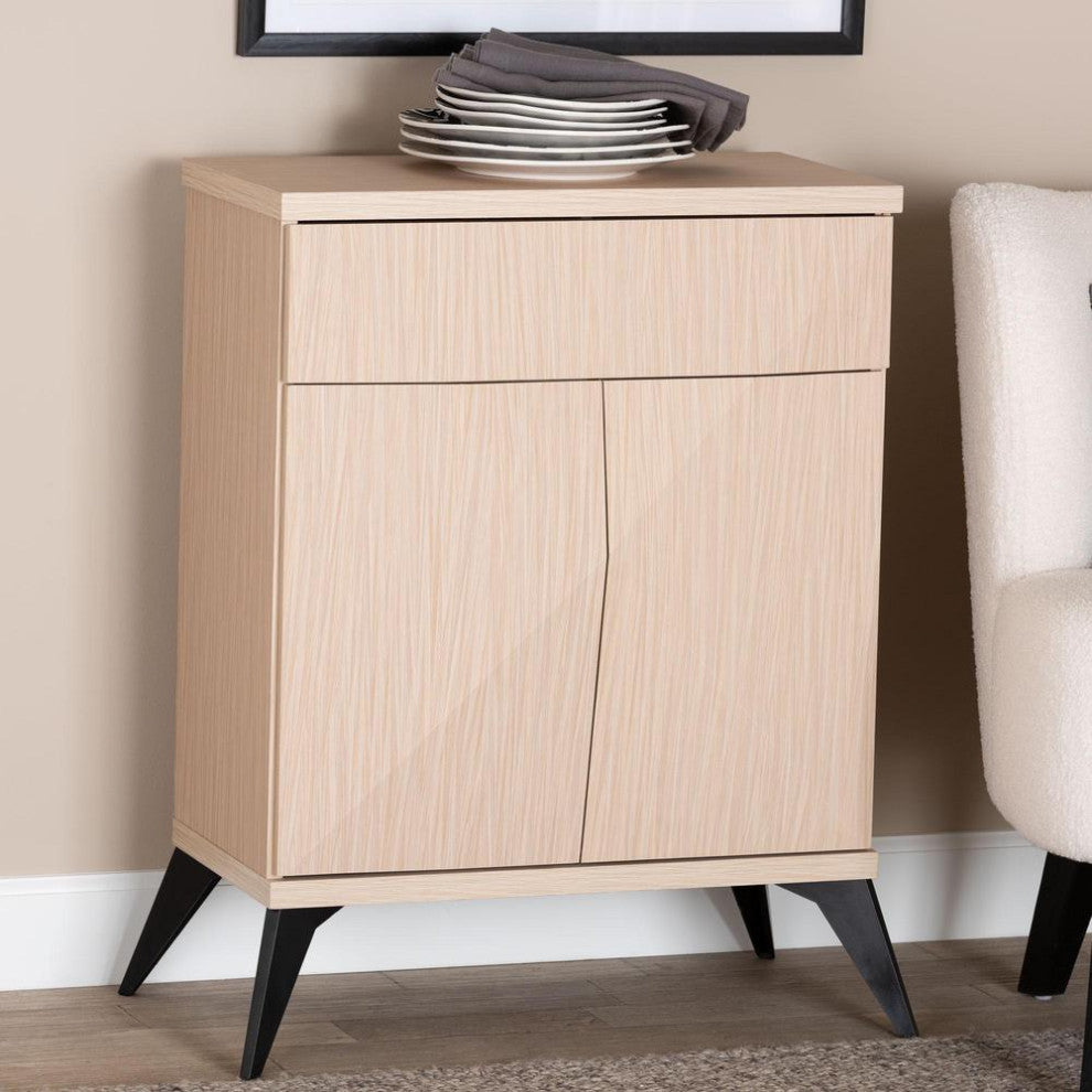 Modern Two-Tone Light Brown and Black Wood 2-Door Sideboard Buffet