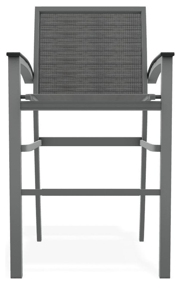 Bazza Sling Bar Height Stackable Outdoor Stool, Destiny Steel/Graphite