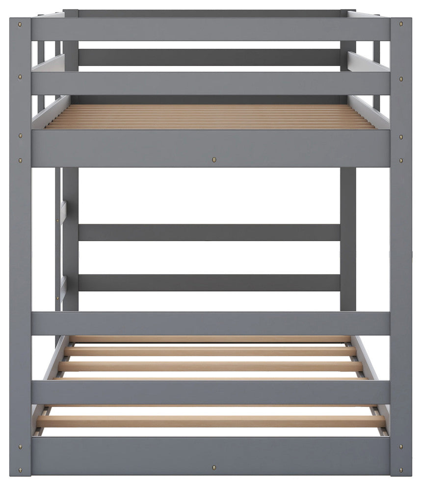 Gewnee Twin Over Twin Bunk Bed with Ladder in Gray
