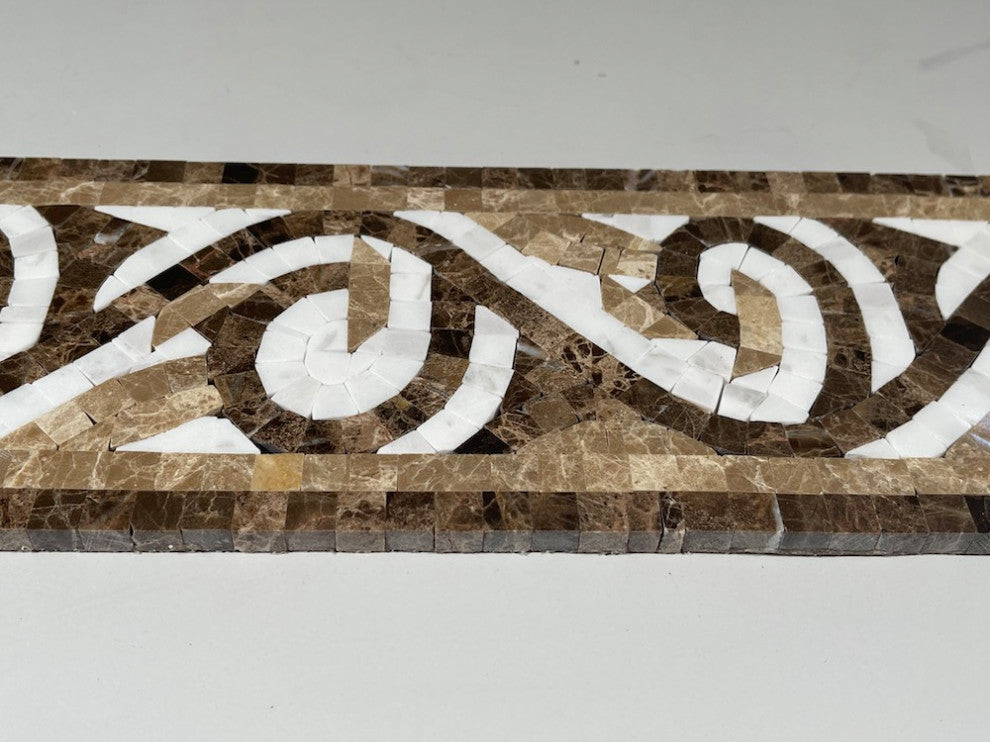 Marble Mosaic Border Listello Tile Garden Emperador 4.7x15.7 Polished, 1 piece