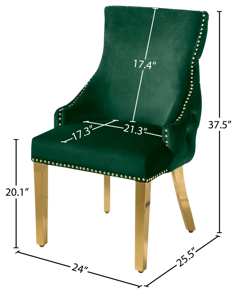 The Tuft Dining Chair, Green, Velvet, Set of 2
