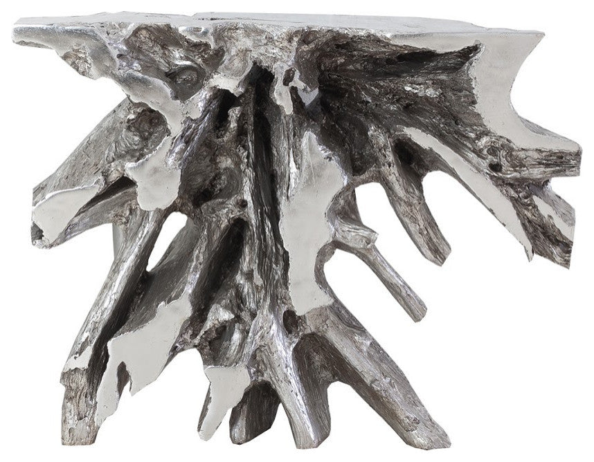Luxe Freeform Console Table, Silver Leaf
