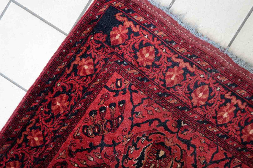 Handmade Vintage Afghan Ersari Runner 2.7'x9.7', 84cmx296cm 1970s