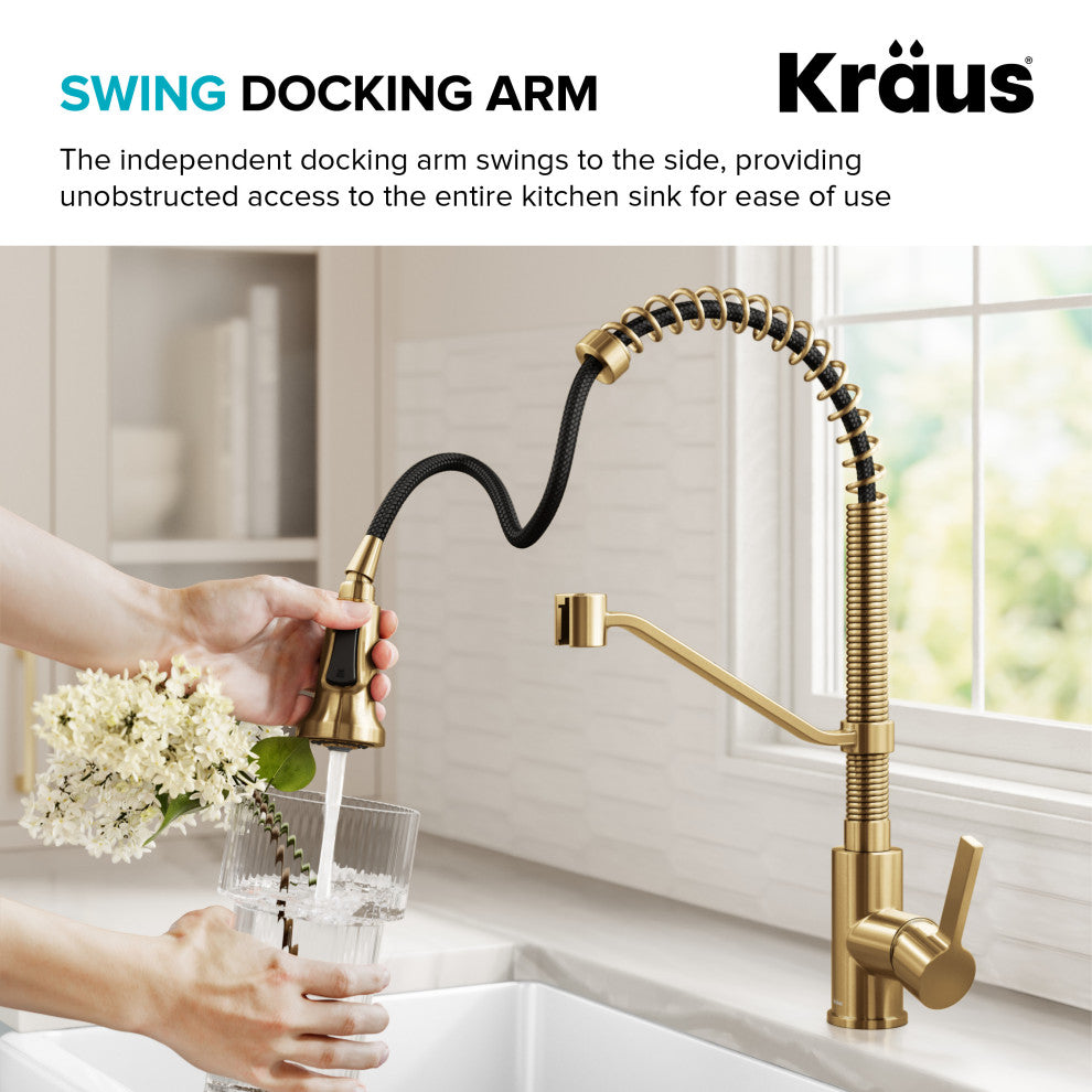 KRAUS Britt Commercial Style 2-Function 1-Handle Pull Down Kitchen Faucet BB