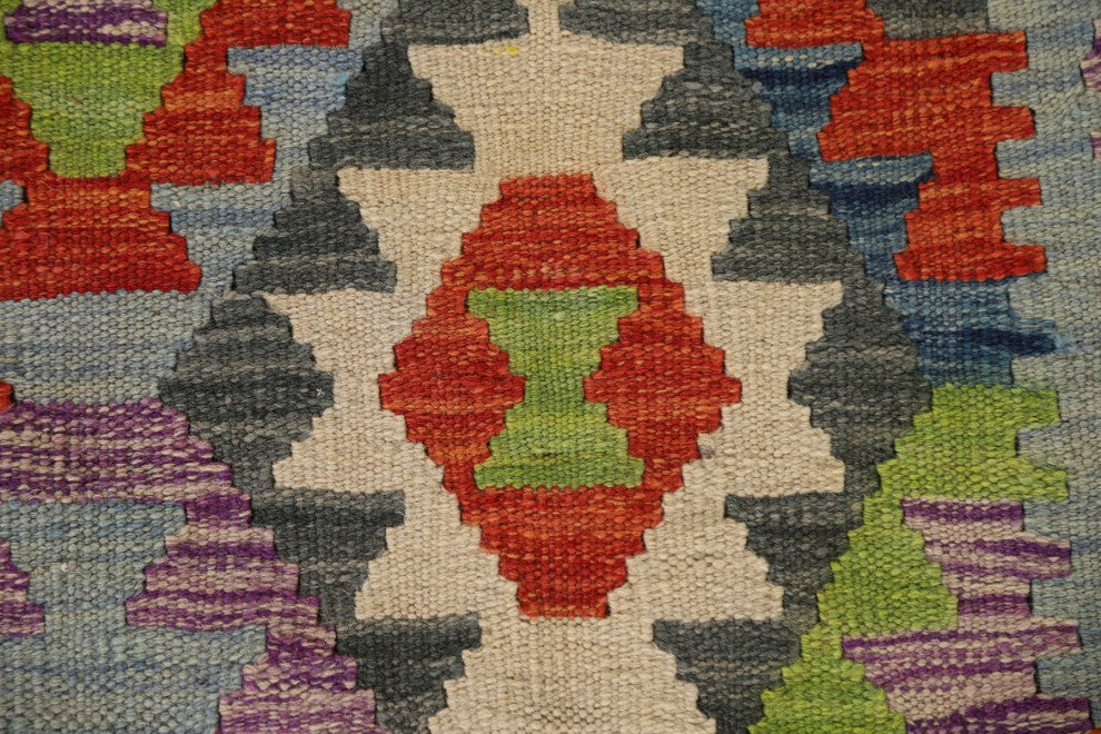 Geometric Kilim Oriental Wool Rug 4x6