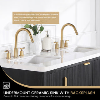 Vinnova Cadiz Bath Vanity, Composite Stone Top, Black, 60", With Mirror