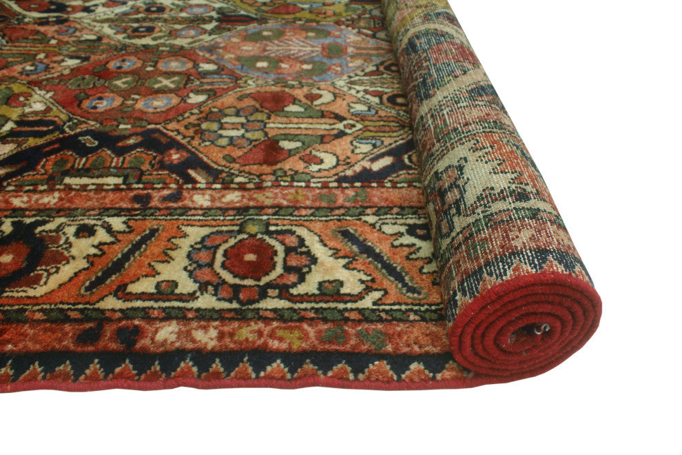 Fine Vintage Distressed Pili Burgundy/Ivory Rug, 7'2x8'7