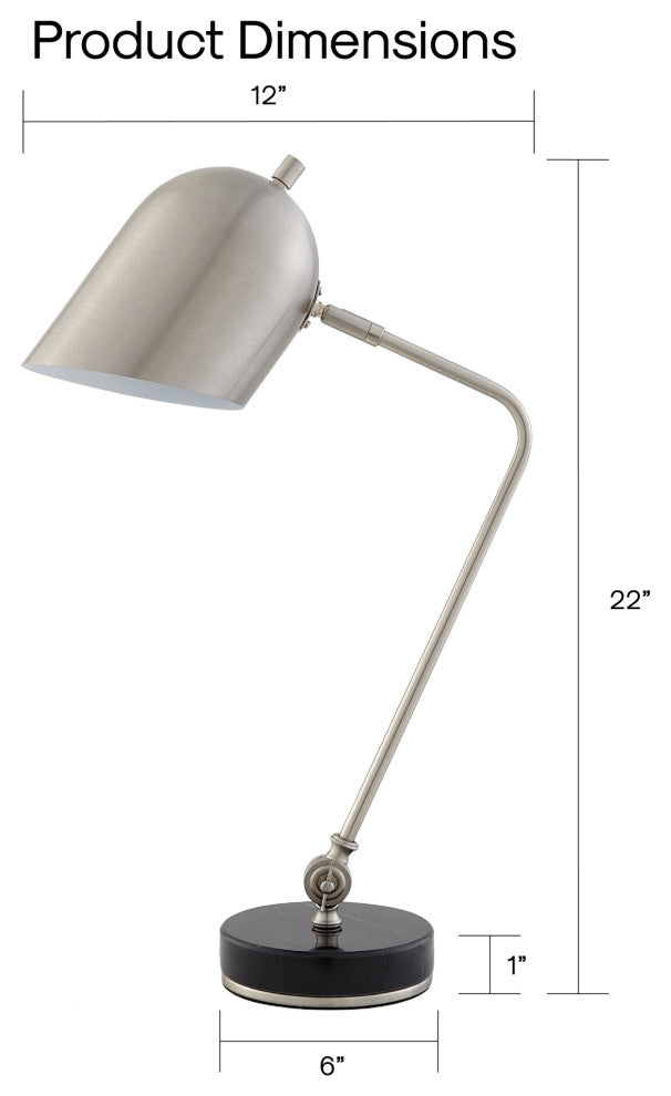 Inspired Home Brilynn Table Lamp, Marble Stone Base, Stainless Steel