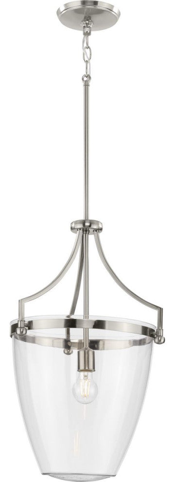 Parkhurst Collection One-Light Brushed Nickel Clear Glass Pendant Light