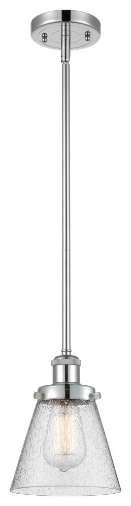 Small Cone 1-Light Pendant, Polished Chrome, Seedy