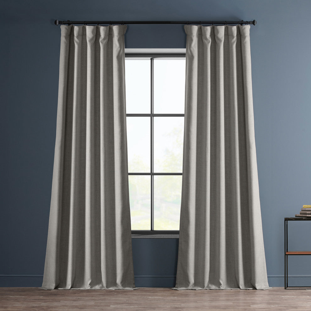 Faux Linen Darkening Curtain Single Panel, Clay, 50"x120"