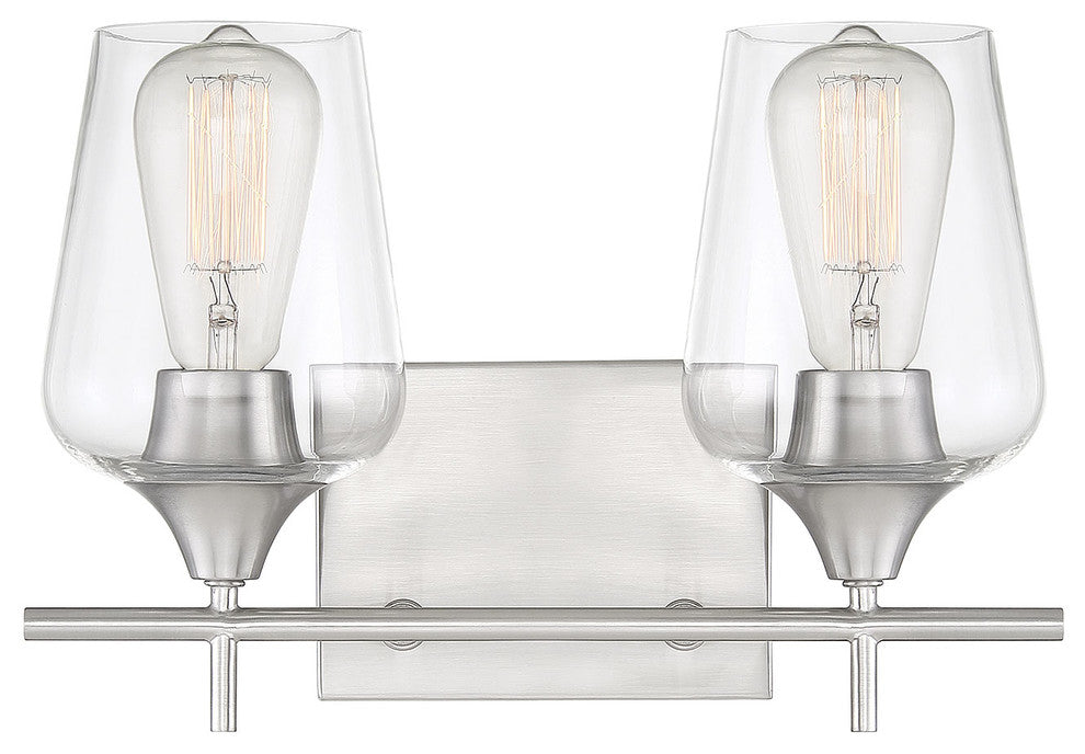Octave Bathroom Vanity Light, Satin Nickel, 2-Light