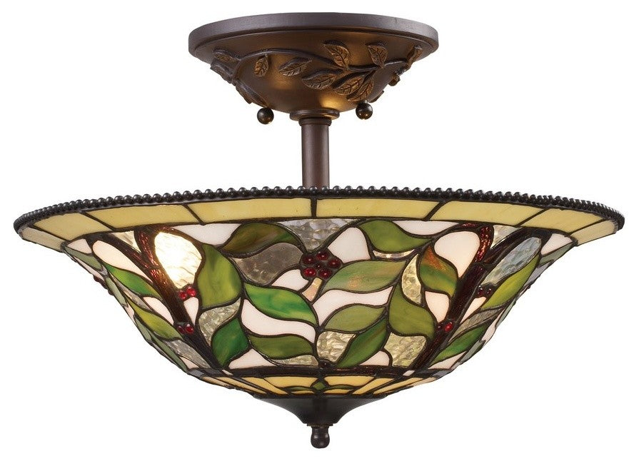 Latham 3-Light Semi Flushmount, Tiffany Bronze With Highlight