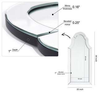 Elegant Beveled Rectangular Wall Mirror, Vanity, Bedroom Mirror, 20"x44"