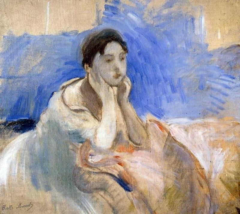 Berthe Morisot Young Woman Leaning on Her Elbows Wall Decal Print