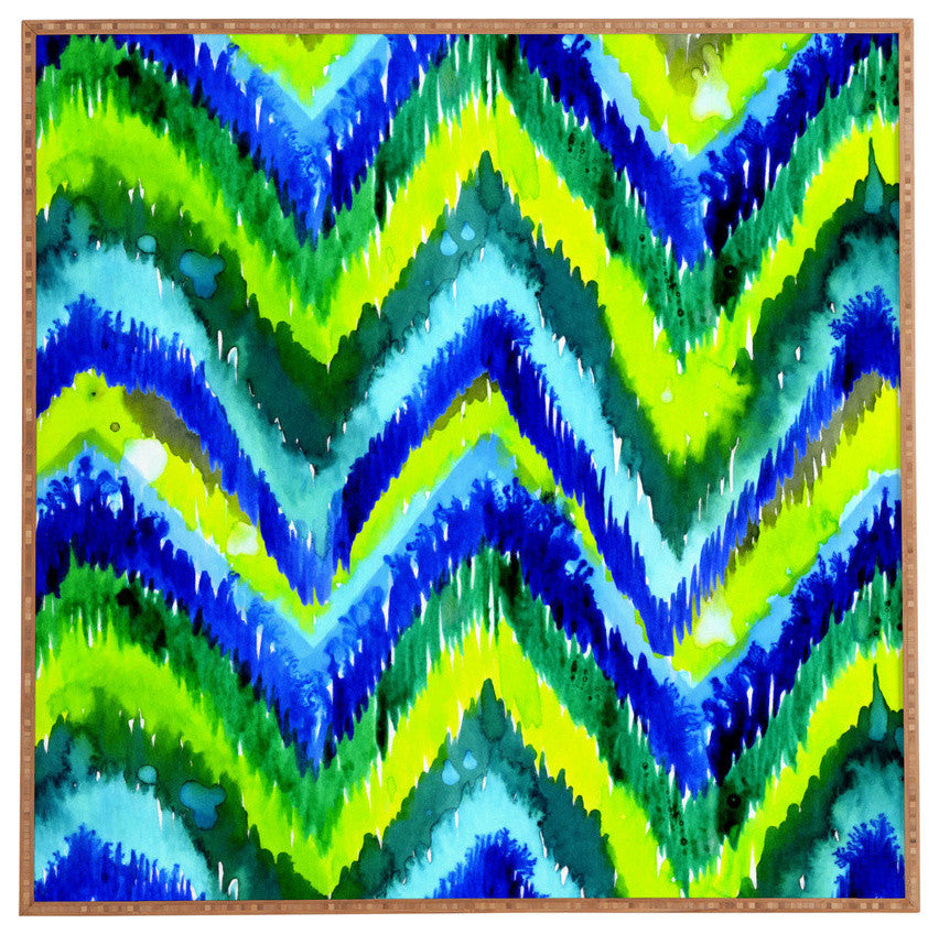 Deny Designs Cayenablanca Green Chevron Framed Wall Art