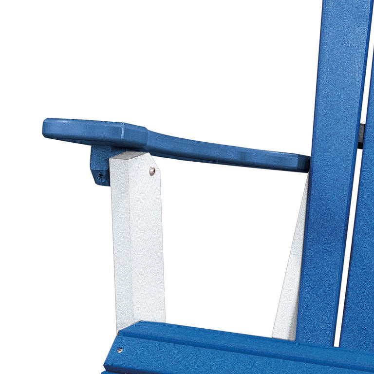 Traditional Adirondack Chair, Folding Design With Contoured Seat, Blue/White