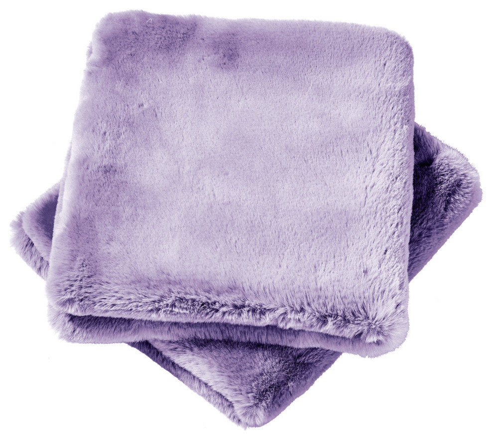 Heavy Faux Fur Throw Pillow Covers 2pcs Set, Lavender Fog, 14''x26''