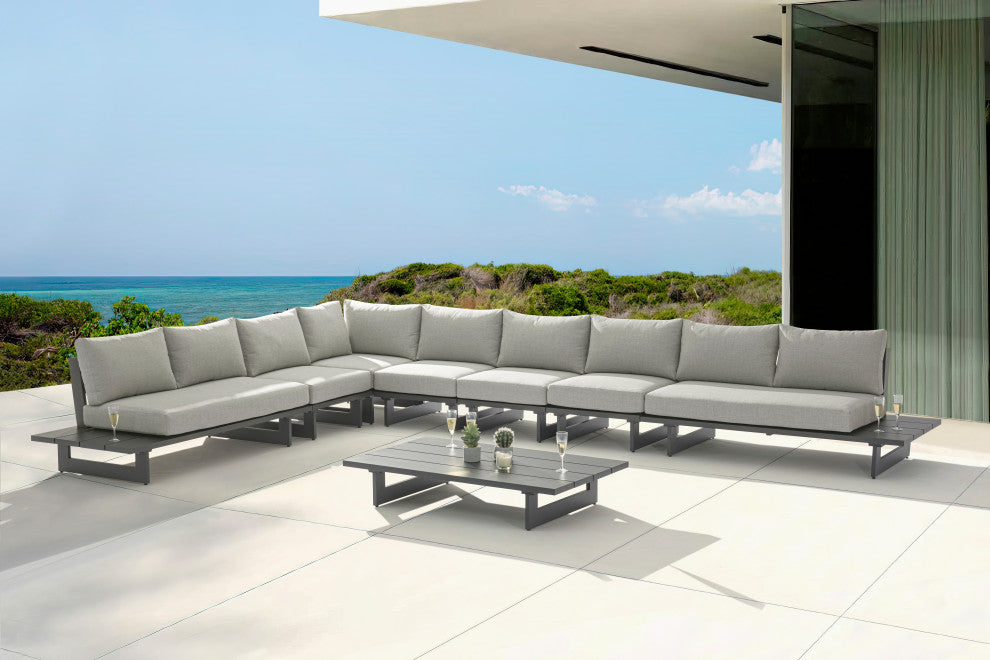 Maldives Grey Water Resistant Fabric Outdoor Patio Modular Sectional