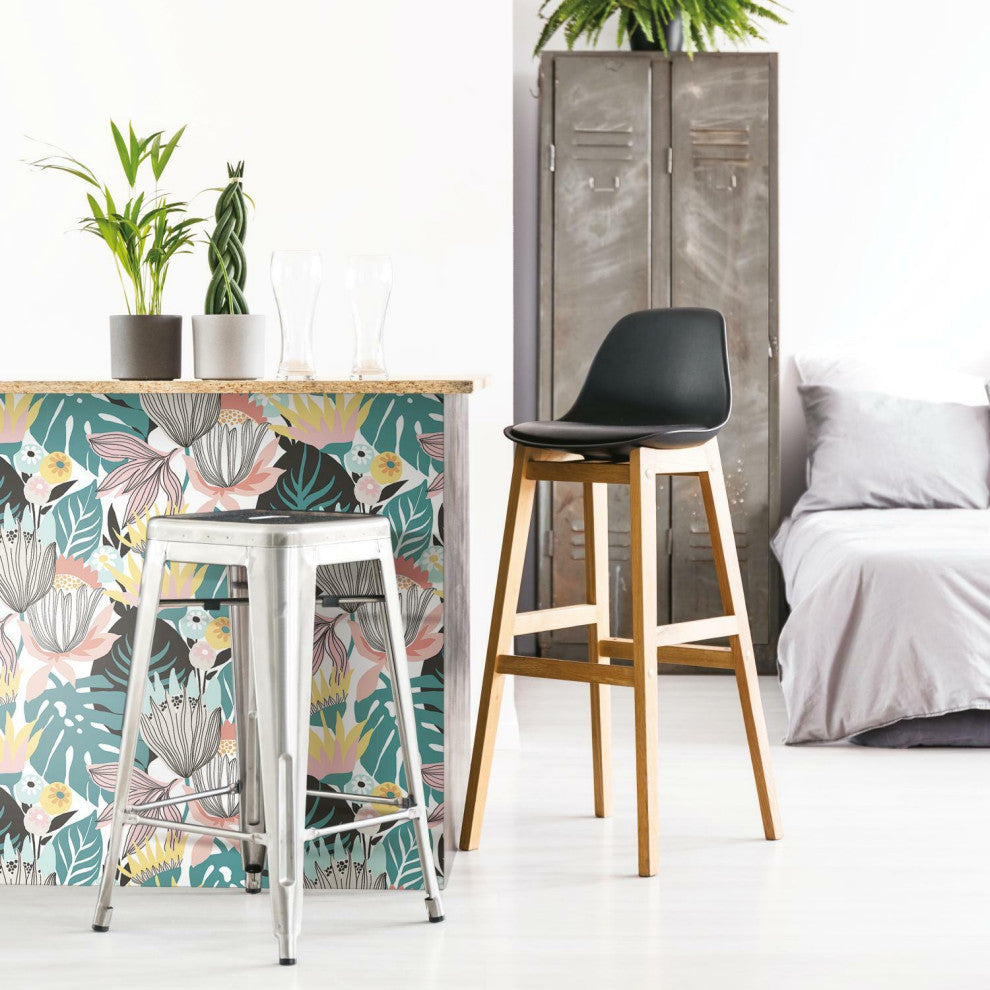 Retro Tropical Leaves Peel & Stick Wallpaper