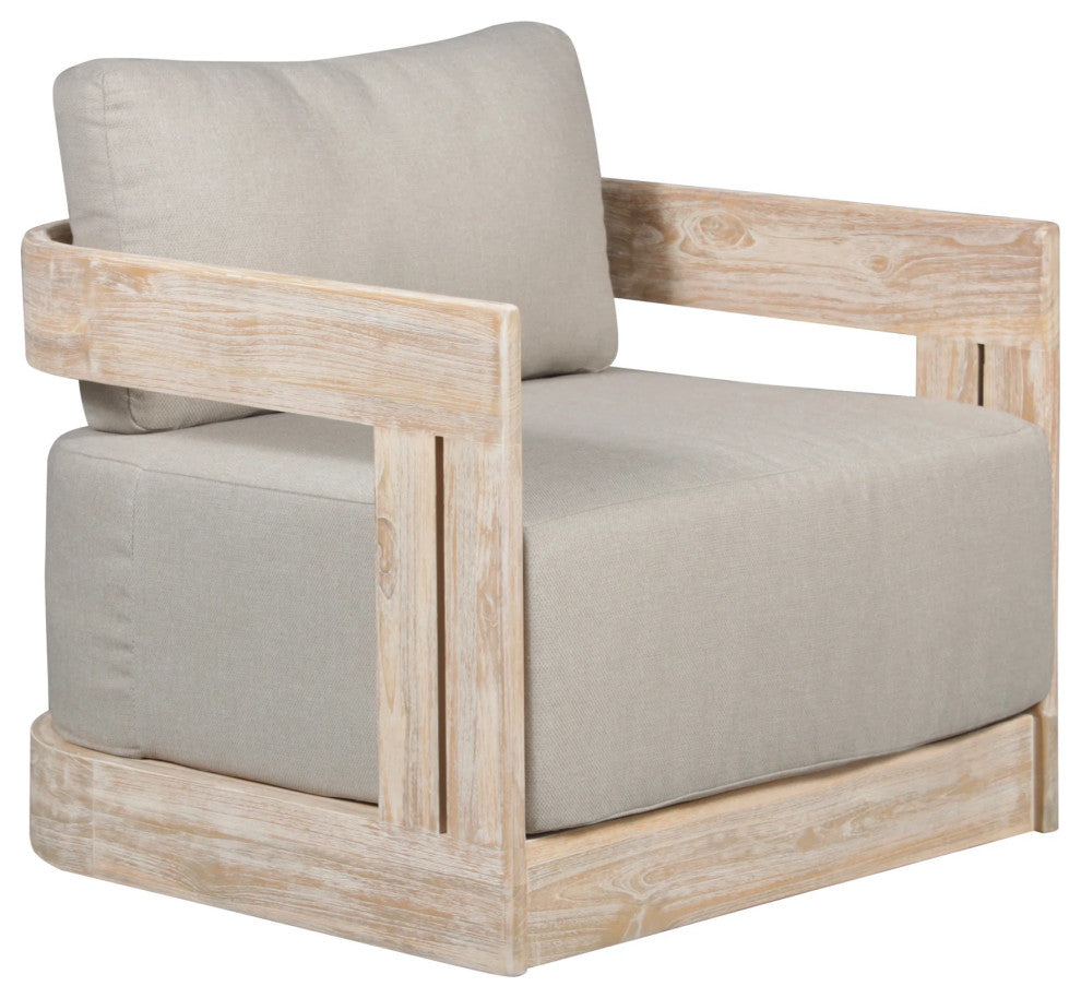 Paradiso Outdoor Teak Natural Look Swivel Chair - Gray Fabric