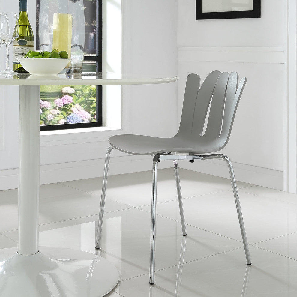 Modern Contemporary Dining Side Chair, Gray Plastic