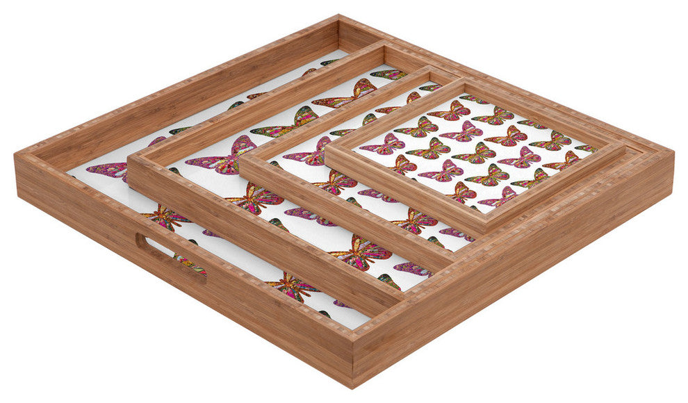 Bianca Green Butterflies Fly Square Tray