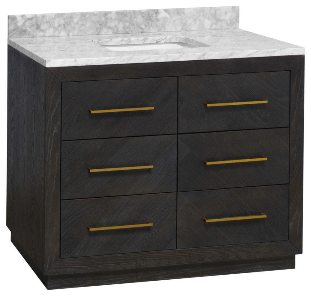 Avery Bathroom Vanity, Dark Oak, 42", Top: Carrara Marble, Single