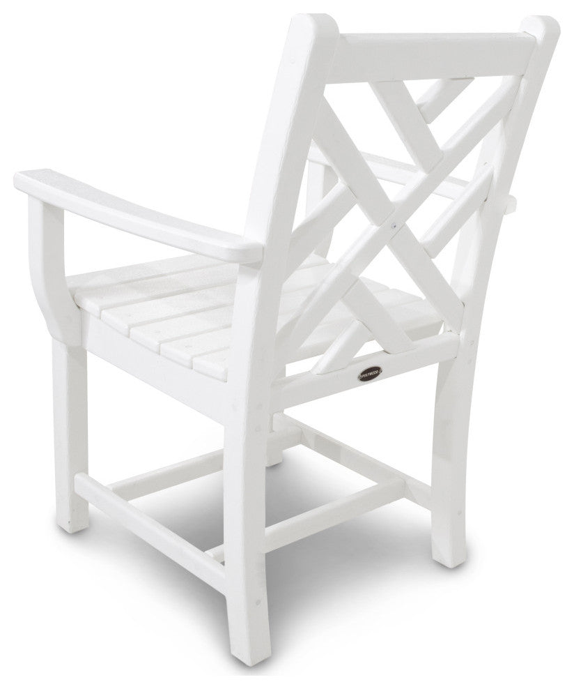 Polywood Chippendale Dining Arm Chair, White