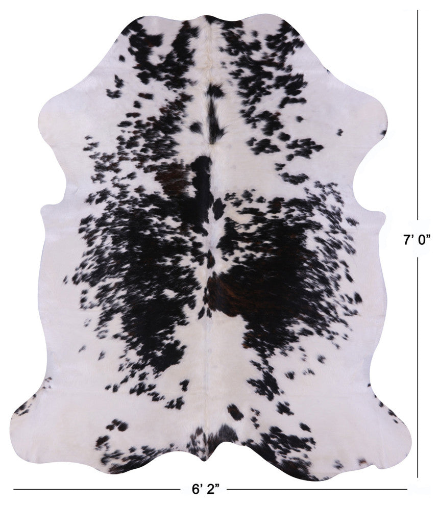 7' 0" X 6' 2" Black and White Natural Cowhide Rug C2203