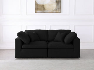 Serene Linen Textured Fabric Deluxe Comfort 2-Piece Modular Sofa, Black